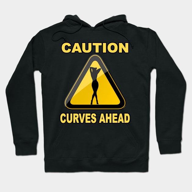 Caution Curves Ahead - Thick Woman Silhouette Sexy Sign Hoodie by Trade Theory